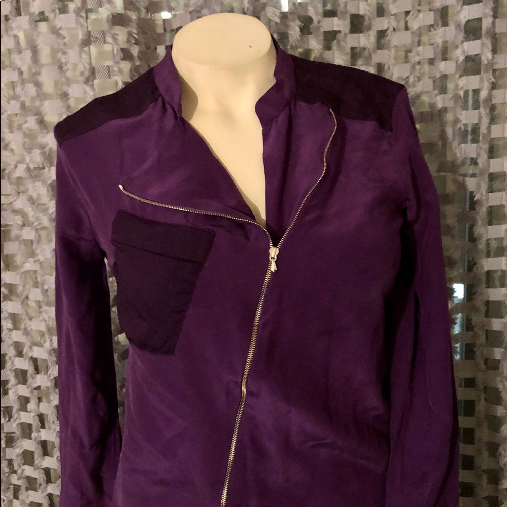 Silk and faux suede shirt.